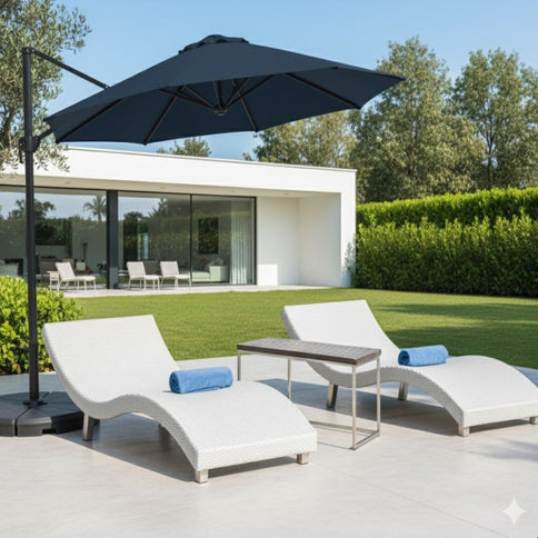 Round Cantilever Patio Umbrella With 360 Rotation & Infinite Tilt Adjustment