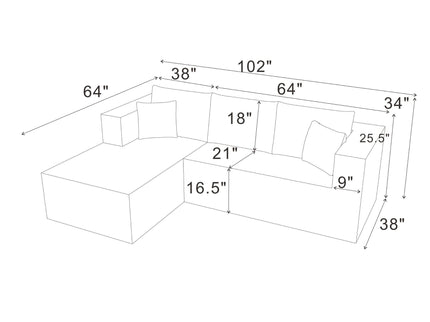L - Shape Full Compressed Upholstered Sectional