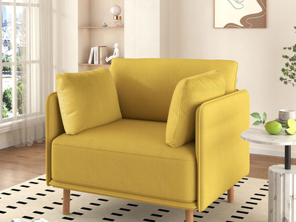 Modern Upholstered Accent Chair With Soft Cushions, Sleek Armrest Design