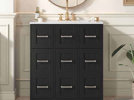 Bathroom Vanity With Undermount Sink, Soft-Close Doors, Drawers, Ceramic Sink