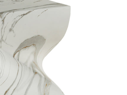 Outdoor End Table, Round Side Table For Patio And Garden - Marble