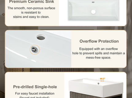 Bathroom Vanity With Sink, Freestanding Wood Grain Cabinet With Storage