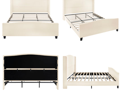 Platform Bed Frame With Tall Headboard And High Footboard