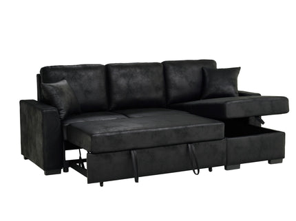 Upholstered Sectional With Pull-Out Bed And Chaise Storage