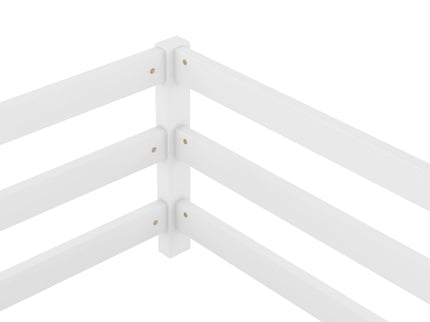 Twin Size Montessori Floor Bed With Fence - White