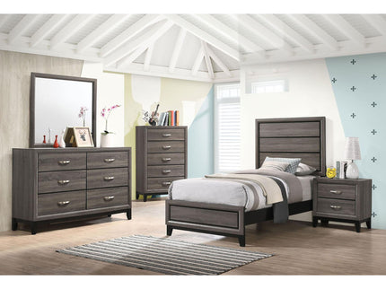 Twin Panel Bed With Tapered Legs - Gray