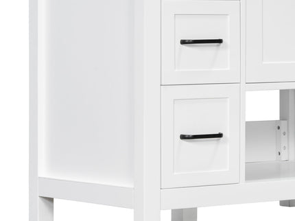 Bathroom Vanity With Sink Top, Bathroom Vanity Cabinet With 2 Doors And 2 Drawers, Open Shelf