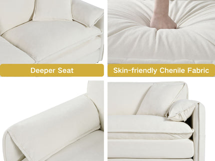 Modern Comfy Deep Seat Modular Sectional Sofa Cloud Couch With Ottoman