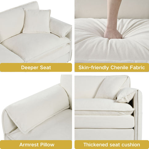 Modern Comfy Deep Seat Modular Sectional Sofa Cloud Couch With Ottoman