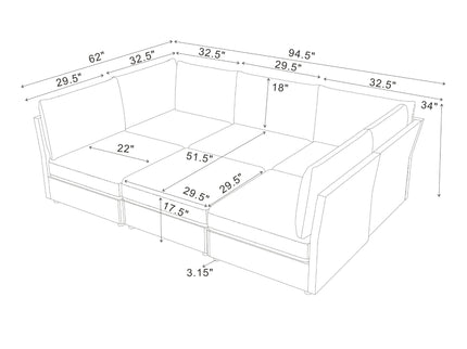 Upholstered Modular Sectional With Custom Configuration And Removable Cushions