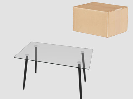 Modern Minimalist Rectangular Glass Dining Table With Tempered Glass Top Metal Legs, For 4 - 6 - Transparent