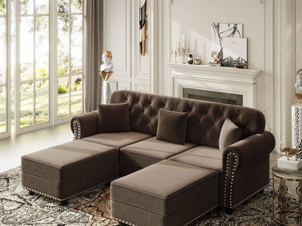 Upholstered Sofa Set With Nailhead Trim And Rolled Armrests, Includes Pillows