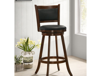 Swivel Stool With Upholstered Seat (Set of 2) - Black / Brown