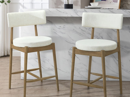 Mid Century Modern Counter Stools, Fabric Upholstered Chairs