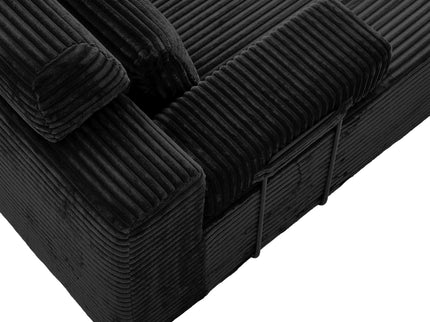 Sectional Sleeper Sofa & Storage Pockets, Modular Couch With Throw Pillows For Living Room