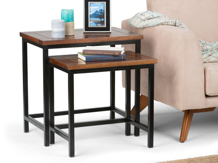 Skyler - 2 Piece Nesting Side Table - Dark Cognac Brown
