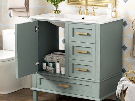 Bathroom Vanity, Modern Bathroom Cabinet With Sink Combo Set, Bathroom Storage Cabinet With A Soft Closing Door And 3 Drawers, Solid Wood Frame