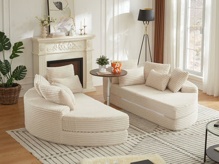 Round Oversized Sofa Bed With 5 Throw Pillows