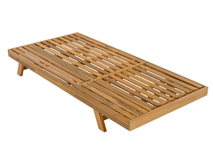 Acacia Wood Lounge Chaise Set With Headrest And Water Resistant Cushions - Beige