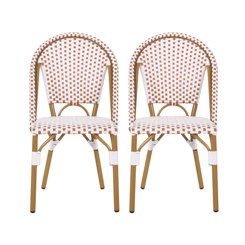 Outdoor Rattan And Aluminum French Bistro Chairs Set