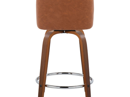 Toriano - Mid Century Modern Fixed Height Counter Stool With Swivel With Round Footrest (Set of 2)