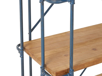 Yorktown - Industrial 5 Shelf Bookcase With Metal Pipework And Solid Fir - Natural