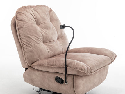Modern Swivel Gliding Recliner Chair With Rocking Function And Phone Holder, Large Comfortable