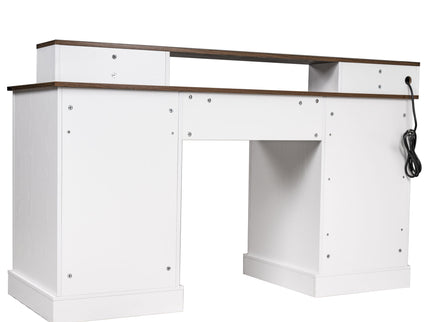 Office Desk With Charging Station & Storage Cabinet