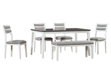 6 Piece Dining Set, Upholstered Chairs And Bench