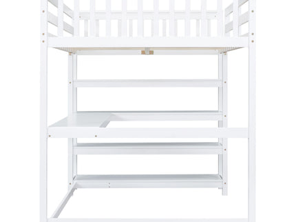 Loft Bed With Storage Shelves And Under Bed Desk