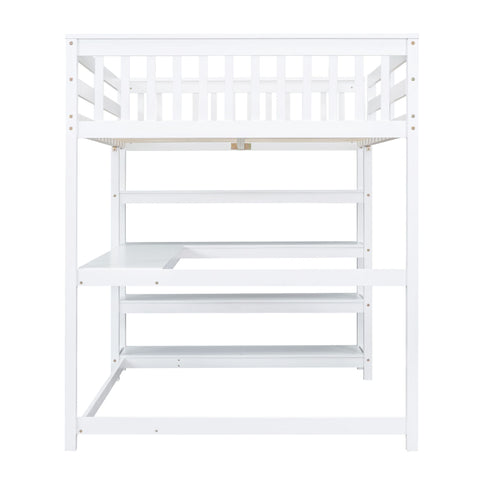 Loft Bed With Storage Shelves And Under Bed Desk