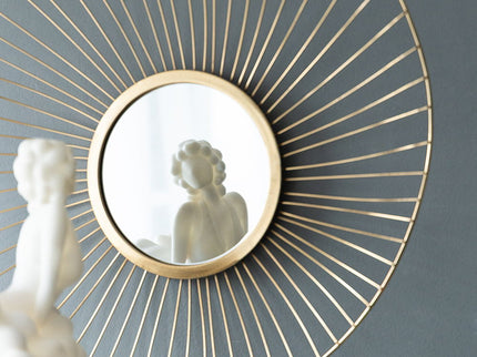Wall Mirror Abstract Designed Wall Mirrors WithFrame For Home & Office, Top Of Sideboard (Set of 3) - Gold