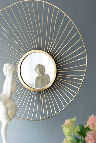 Wall Mirror Abstract Designed Wall Mirrors WithFrame For Home & Office, Top Of Sideboard (Set of 3) - Gold