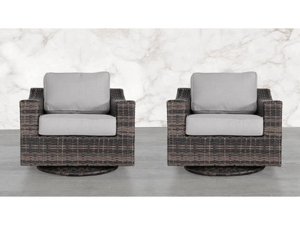 Outdoor Swivel Patio Chair With Cushions (Set of 2) - Brown