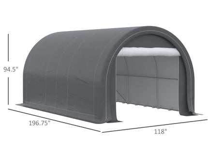 Outsunny - 10' x 16' Carport, Heavy Duty Portable Garage Storage Tent With Large Zippered Door, Anti-Uv Pe Canopy Cover For Car, Truck, Boat, Motorcycle, Bike, Garden Tools, Outdoor Work