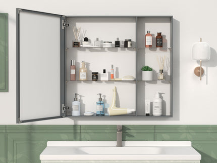 Medicine Cabinet, Wall Mounted Bathroom Mirror With Storage, Adjustable Shelves - Black Brown