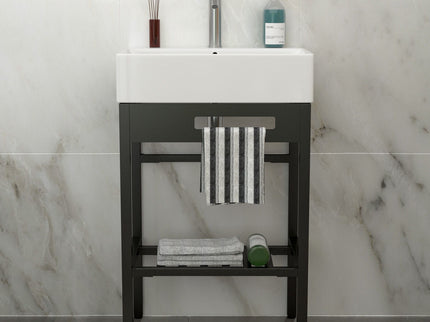 Console Sink With 304 Legs, 24" X 16.75", Wall Mounted Design - White / Black