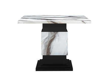 Sammi - Bar Table With And Pedestal Base - Black / White Print