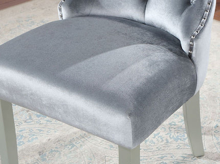 Upholstered Wingback Dining Chair (Set of 2) - Dark Gray / Silver