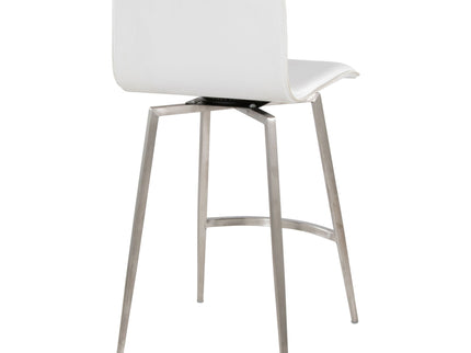 Mara - Upholstered Contemporary Fixed Height Counter Stool With Swivel (Set of 2) - White