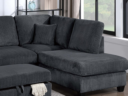 Contemporary Sectional Set With Right Arm Chaise, Left Arm Sofa With USB Port, Storage Ottoman