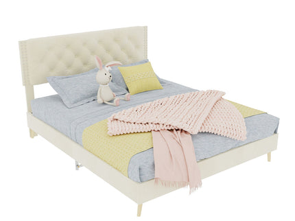 Upholstered Bed With Tufted Headboard