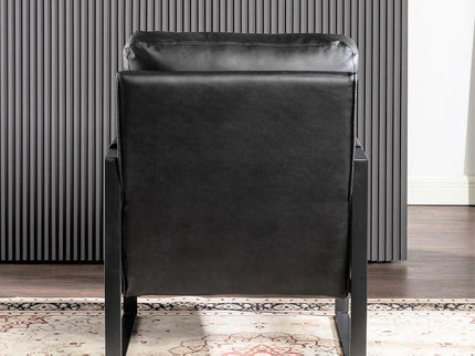 Classic Mid Century Modern Accent Chair With Durable Square Metal Frame, Armchair