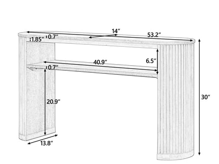 Console Table With Fluted Legs, Open Shelf