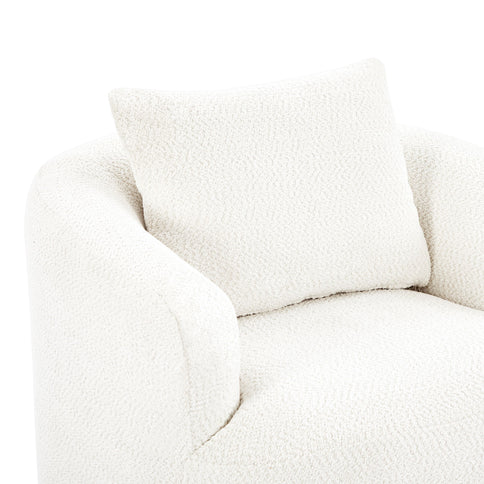 360° Swivel Barrel Sofa Chair With Throw Pillow, Upholstered Accent Chair