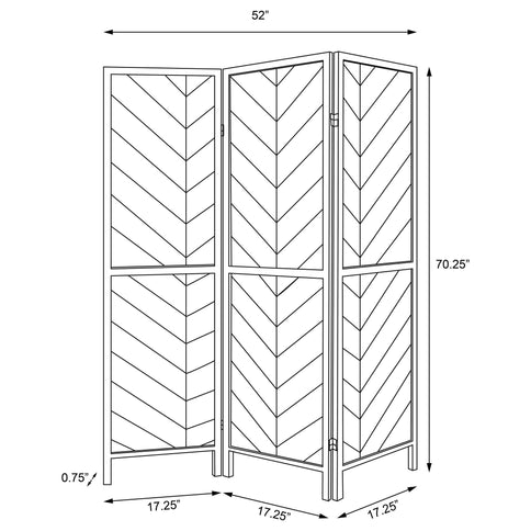 Herringbone - 3 Panel Screen - Brown