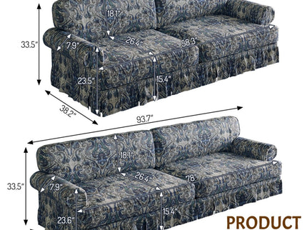 Luxuriously Comfortable Cloud Couch With Elegant Rolled Arms & Pleated Skirt Design