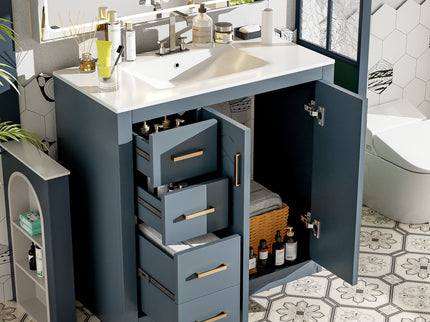 Bathroom Vanity With Sink Combo, Storage Cabinet, Freestanding Set With 3 Drawers & Soft Closing Doors