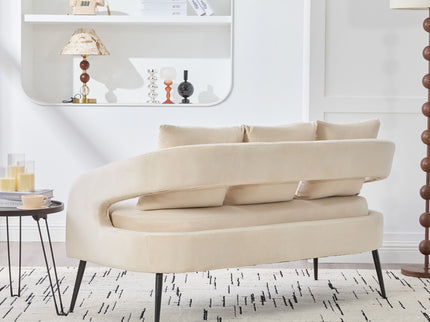 Open Back Loveseat Settee With 3 Pillows