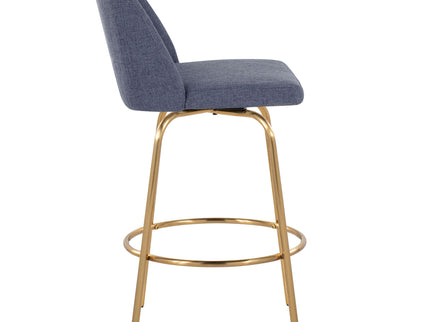 Toriano - Contemporary, Fixed Height Counter Stool With Swivel With Round Footrest (Set of 2)
